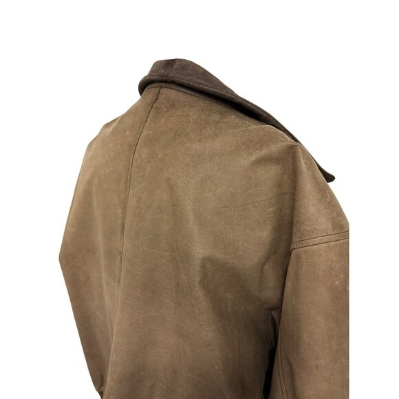 Vintage Midway Brown Genuine Leather Bomber Jacket Size 42 With Front Pockets an - Picture 10 of 16